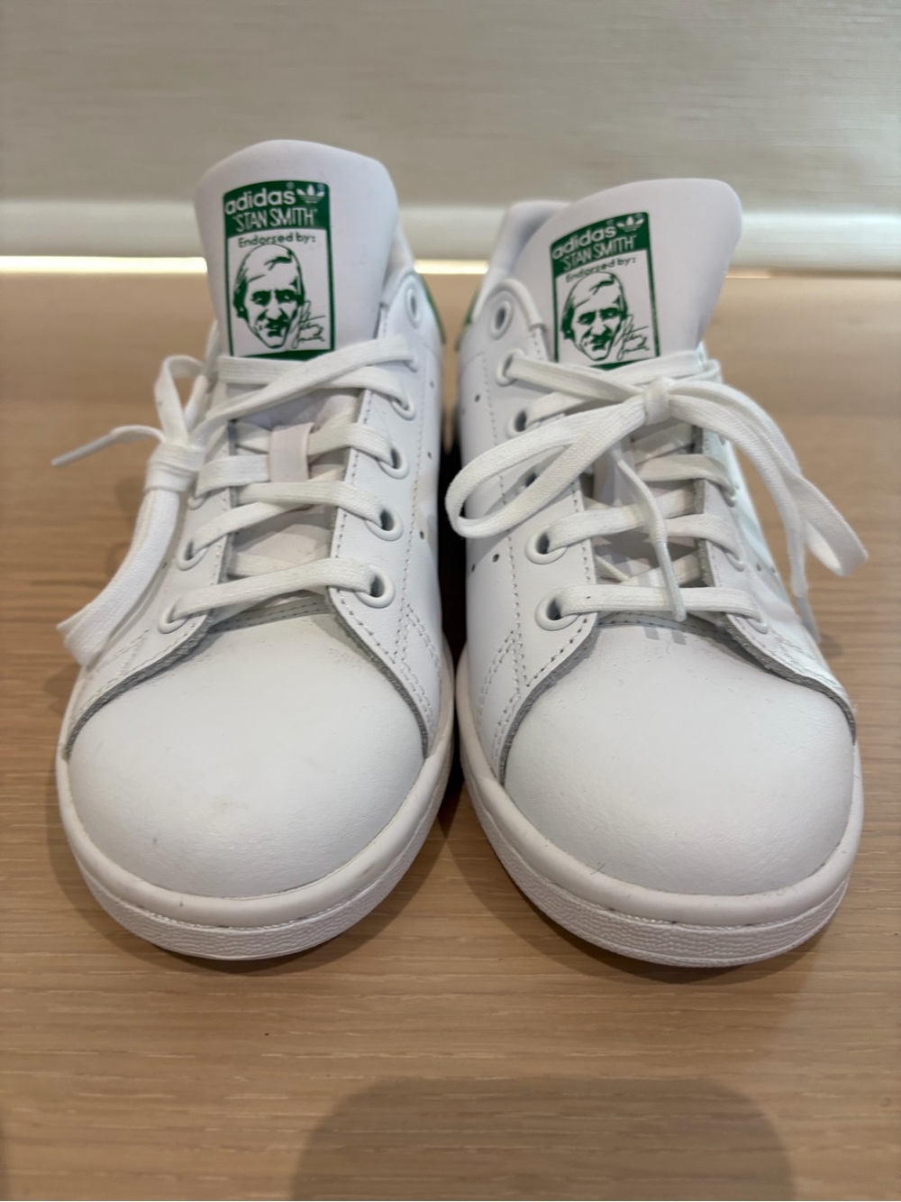 adidas Kids White Sneakers with Green Heel Logo